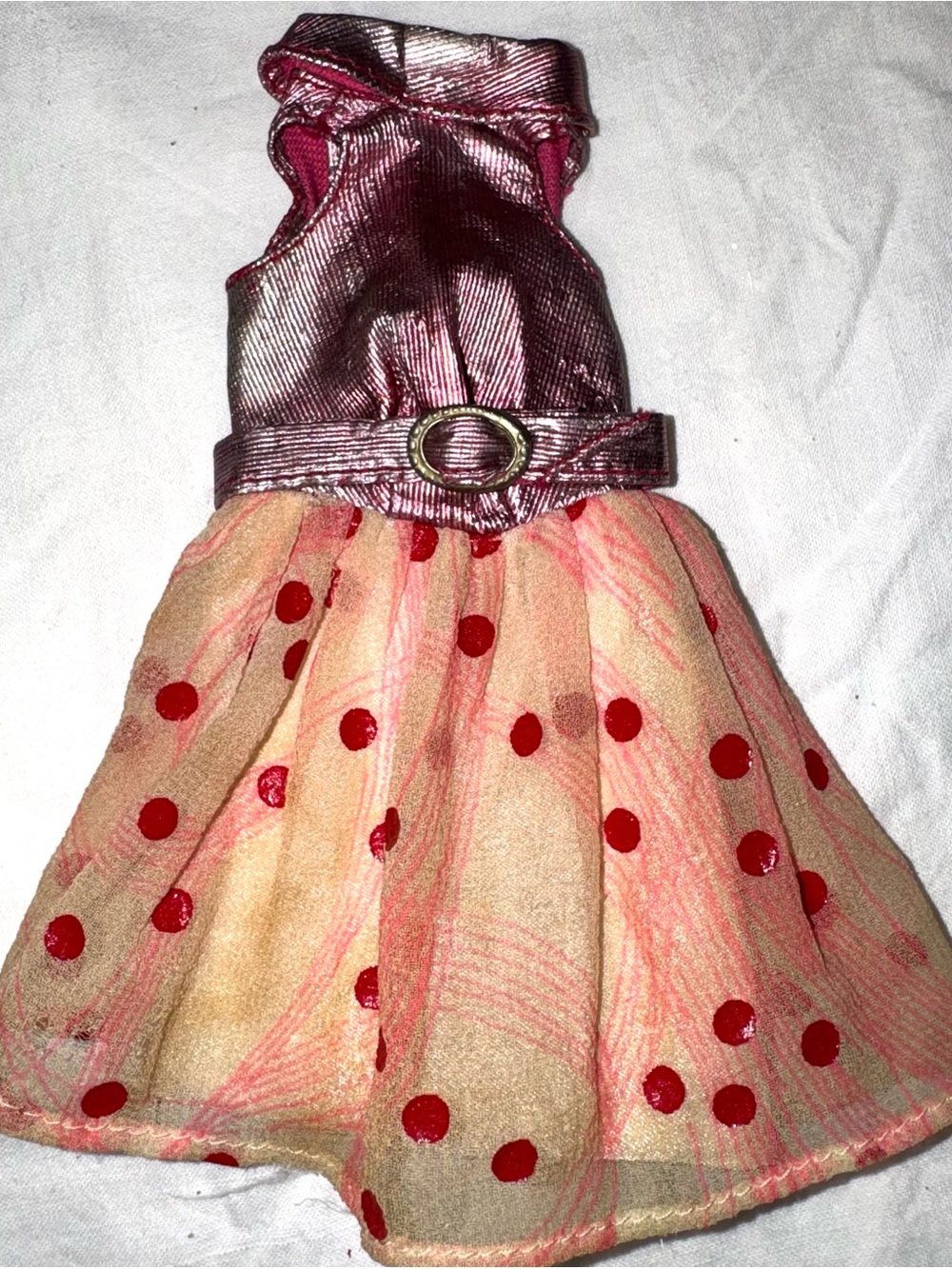 Vintage Barbie Go Glo metallic polkadot dress